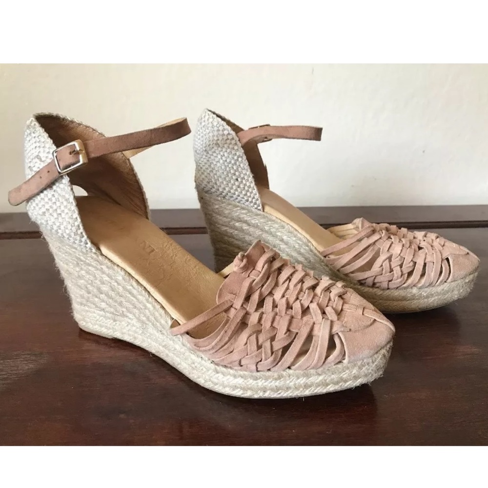 Cordani Blush Pink Woven Espadrille Wedge Sandals